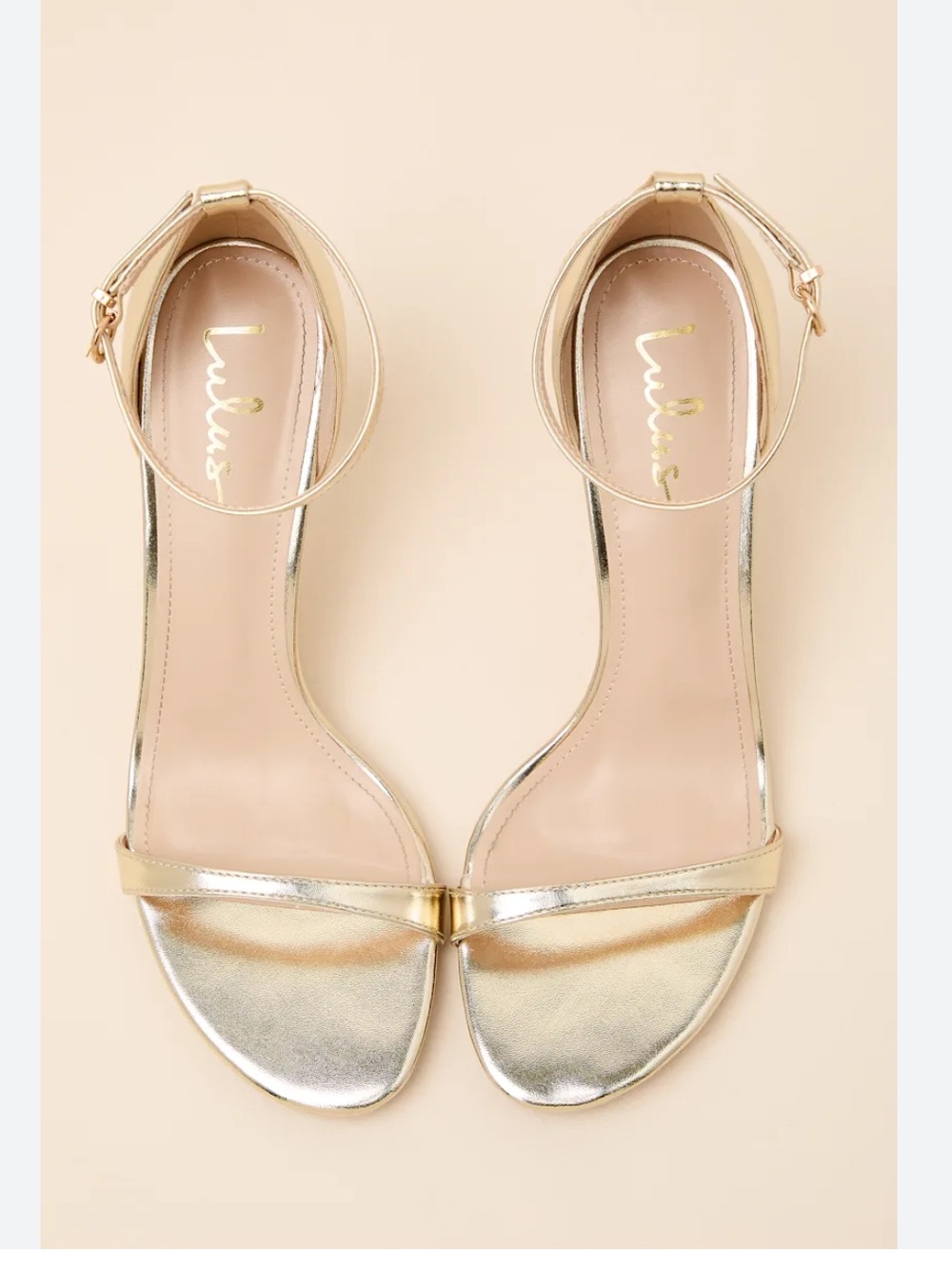 Lulus Gold Ankle-Strap High Heel Sandals Size 8.5 - Picture 11 of 11